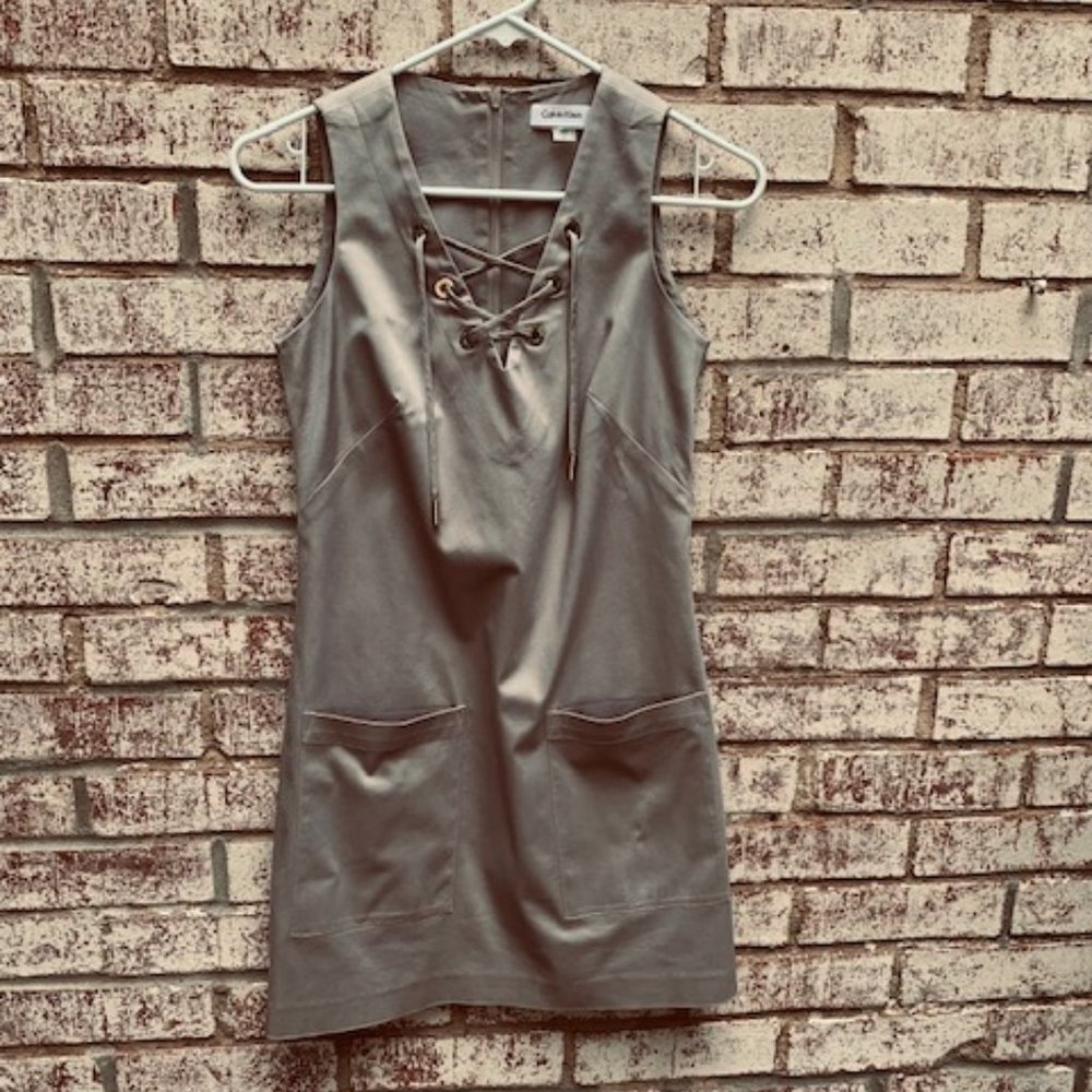 Calvin Klein Khaki Sleeveless Dress size 2P